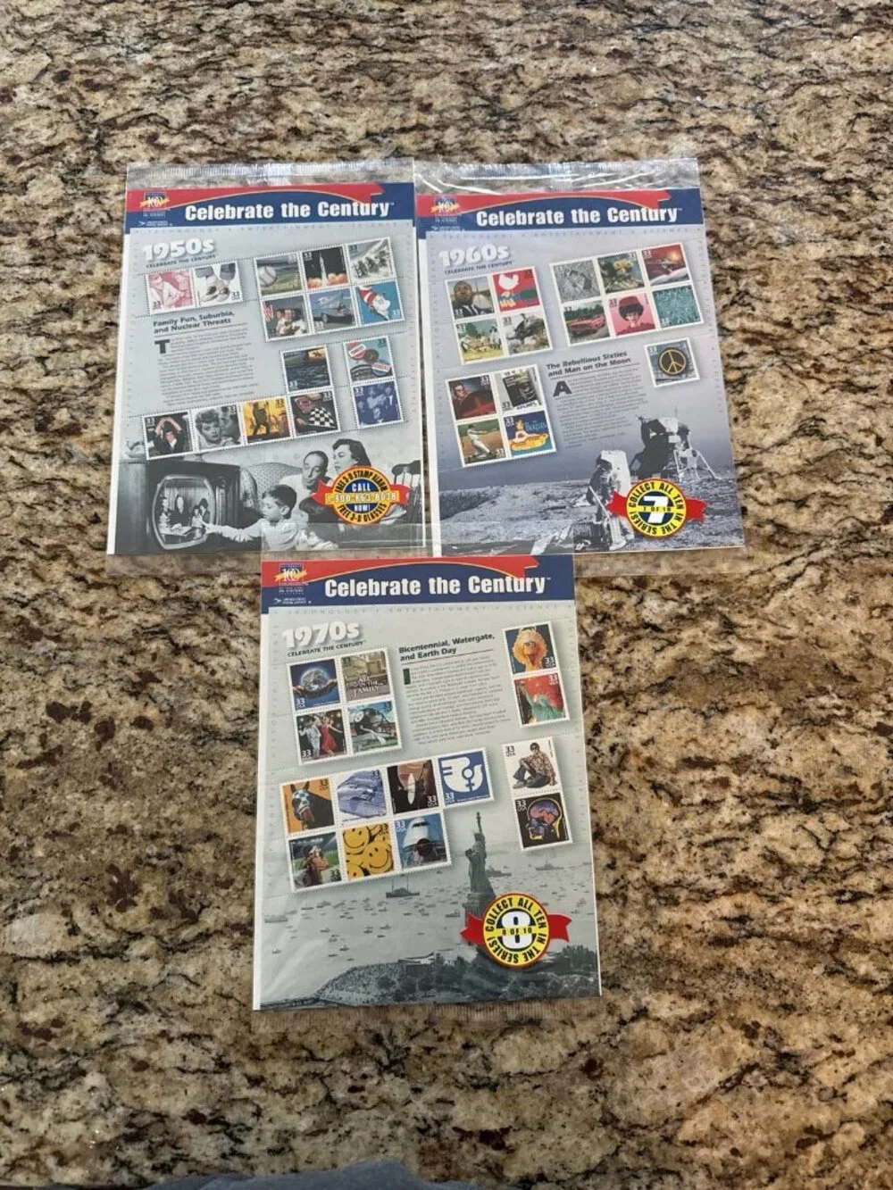 1950, 1960 and 1970s celebrate the century stamps